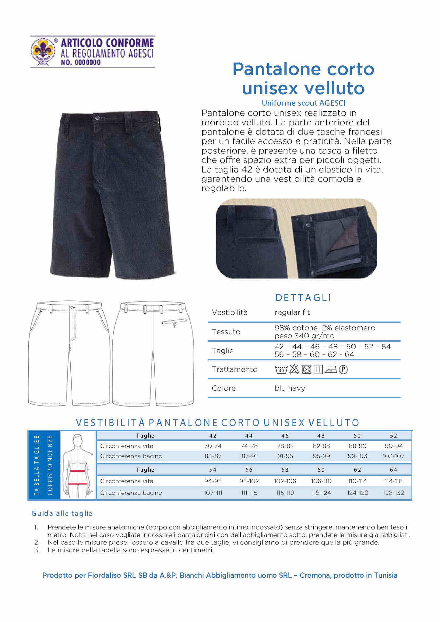 Pantalone corto velluto unisex