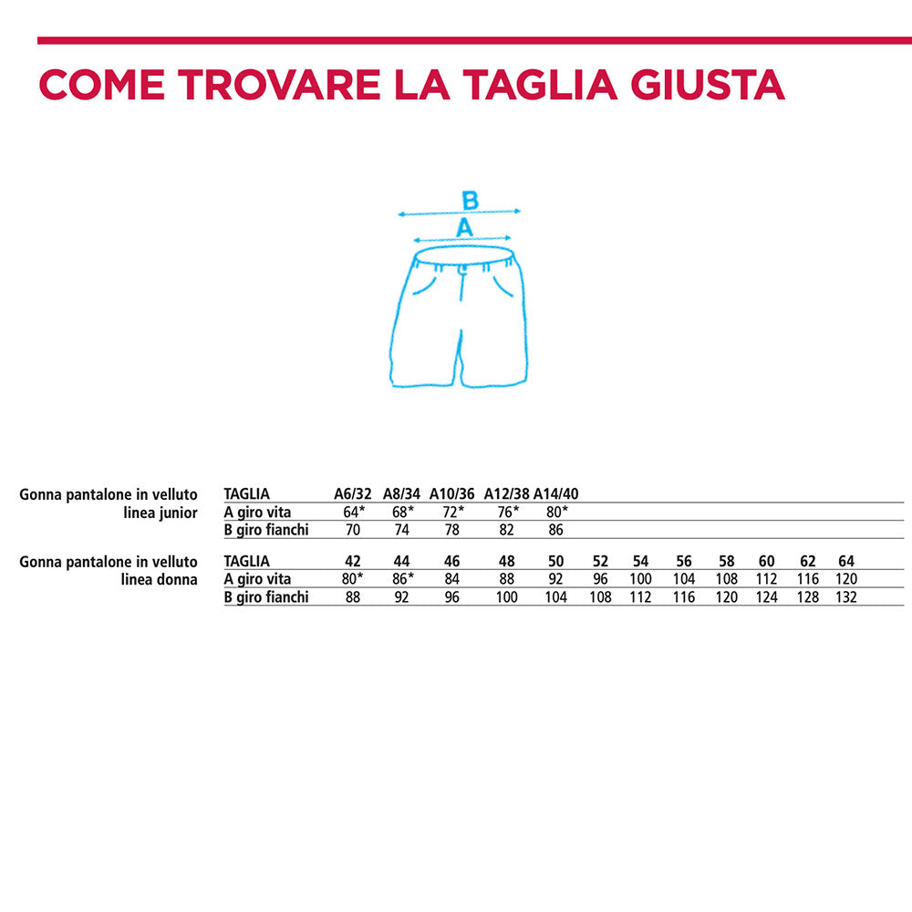 Gonna pantalone velluto junior