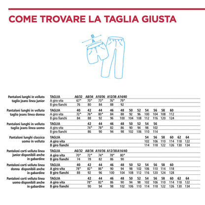 Pantalone lungo velluto classico