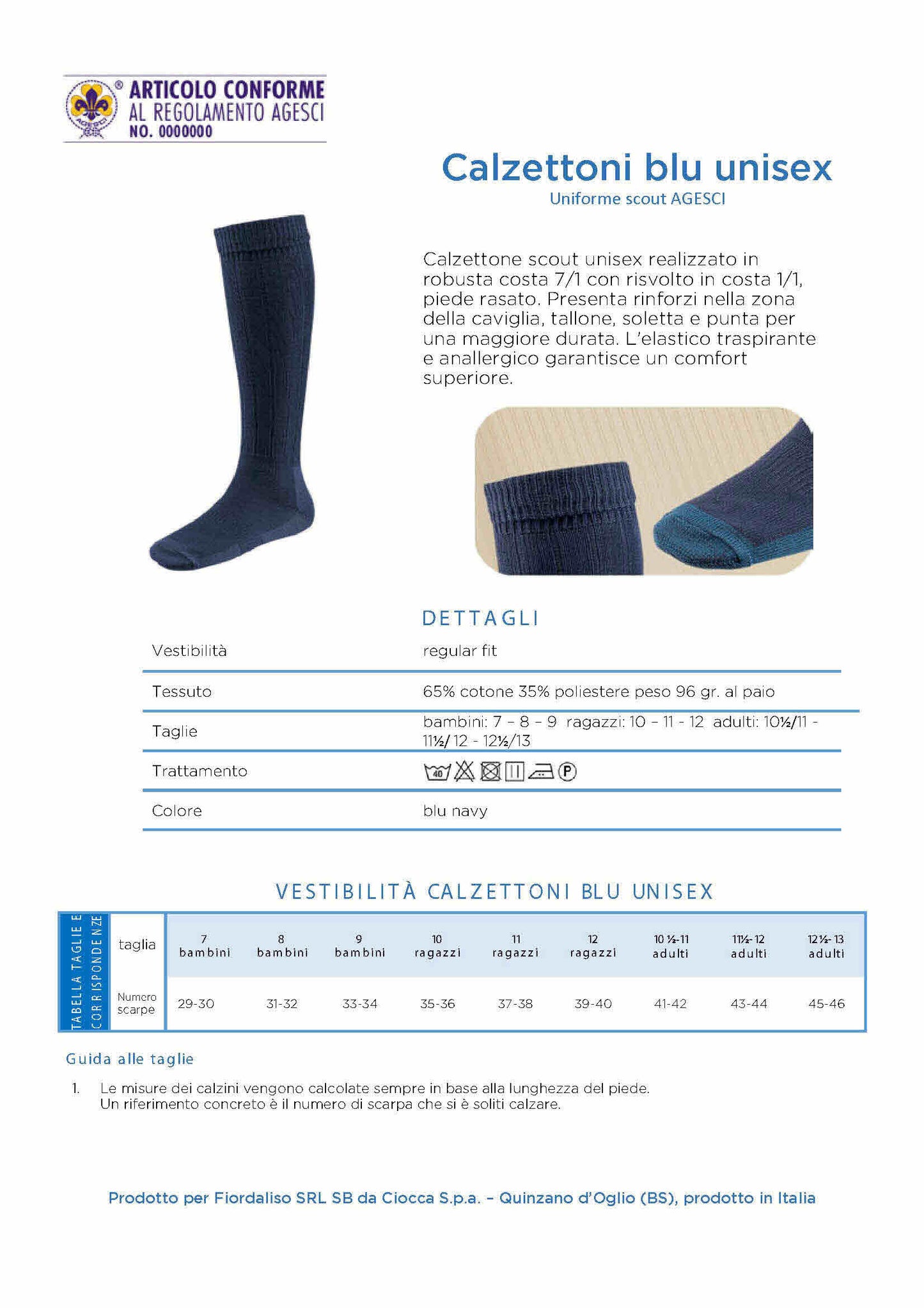 Calzettone uniforme 4 stagioni