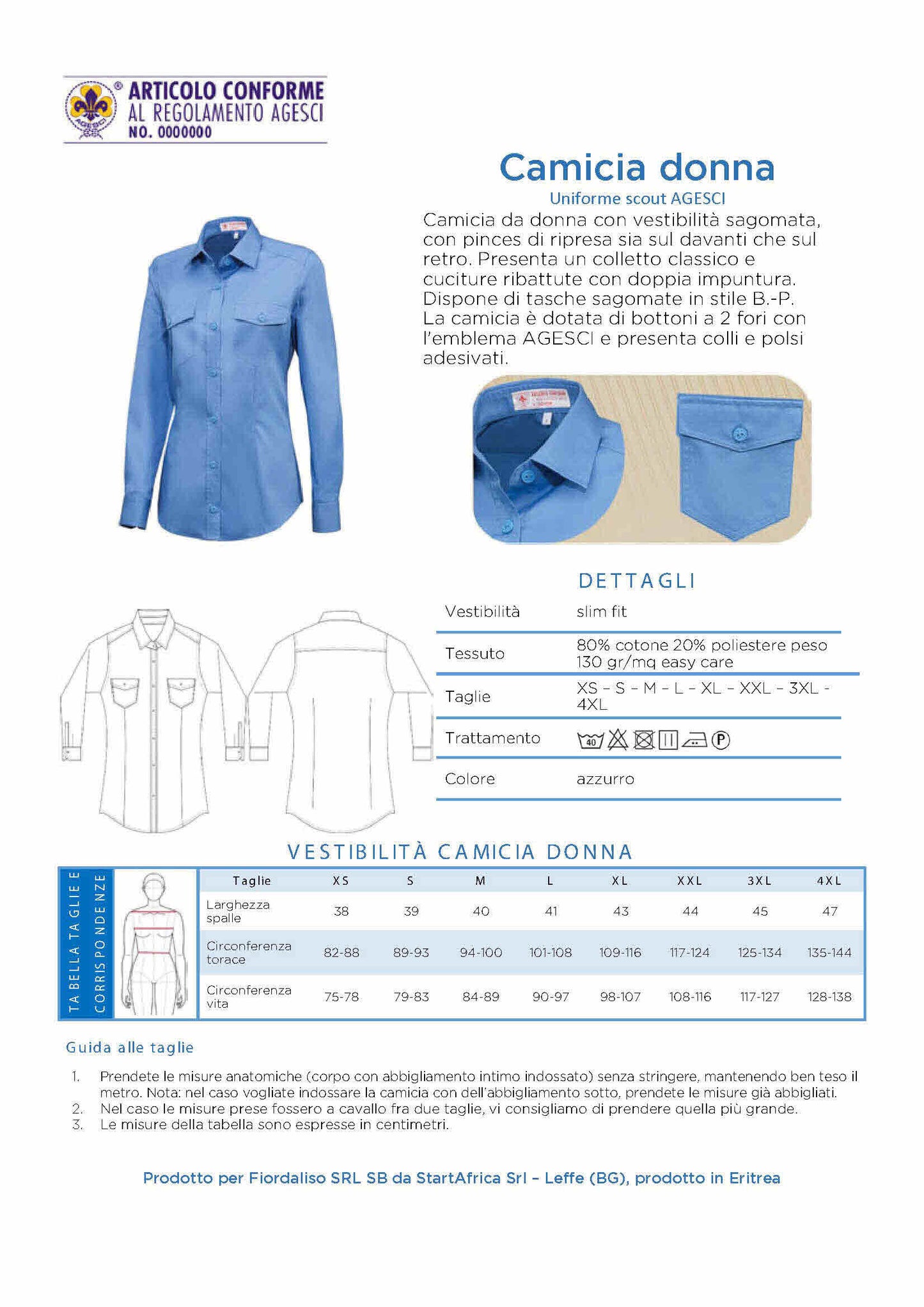 Camicia cotone uniforme donna